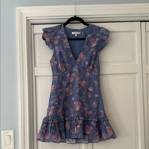 LoveShackFancy Arthur Blue and Pink Floral Dress